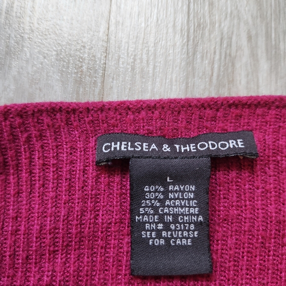 Chelsea & Theodore Purple Cashmere Blend Sweater Long Sleeve Round Hem Knit Sz L - Picture 5 of 9